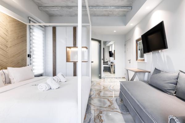 The Blue Carpet suite is one of the most luxurious suites. It features a large private pool and a fully furnished terrace with stunning sea views and lush gardens.