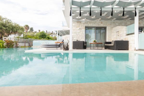 Η σουίτα Blue Carpet είναι μια από τις πιο πολυτελείς σουίτες του καταλύματος μας. Διαθέτει μια μεγάλη (king size) ιδιωτική εξωτερική πισίνα και πλήρως επιπλωμένη βεράντα με εκπληκτική θέα στη θάλασσα και τους καταπράσινους κήπους μας.