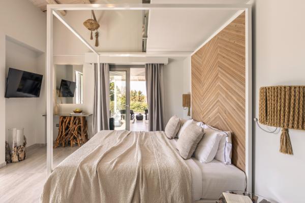 Enjoy your day with privacy in our luxurious suites and let us amaze you with our unique services or browse the secular village of Pefkohori just 2 minutes away.