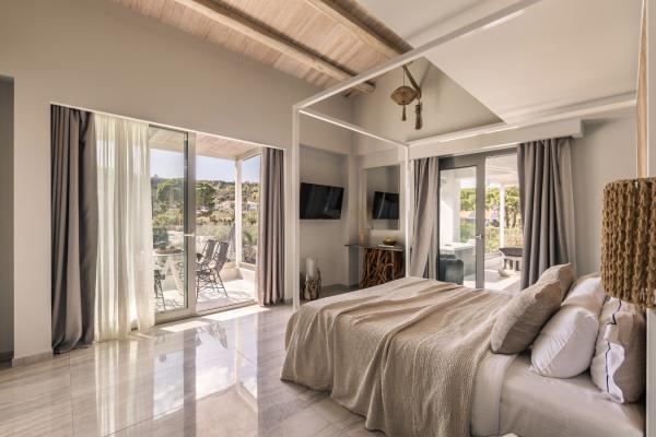 Enjoy your day with privacy in our luxurious suites and let us amaze you with our unique services or browse the secular village of Pefkohori just 2 minutes away.